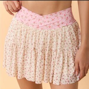 Blogiates Floral Pink and Cream Women's Skirt
